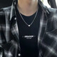 EKUSTYEE 簡約男潮長款嘻哈項鏈百搭情侶毛衣鏈子蹦迪配飾鈦鋼吊墜女 方塊項鏈60cm（鈦鋼不掉色）