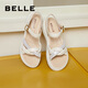 百麗（Belle）厚底增高休閑涼鞋女商場同款柔軟涼鞋A9W1DBL4 米白 37 (235mm)