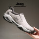 Jeep休閑鞋男冬季2025新款一腳蹬真皮中年爸爸鞋男士軟底套腳運(yùn)動(dòng)鞋子 灰色【皮鞋碼】 41