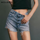moussy 新款水洗四?？勰ッ蓍e短款牛仔褲C28FAN11-0090 111淺藍色 S