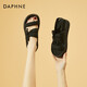 達(dá)芙妮（DAPHNE）涼鞋女2025年新款夏季蝴蝶結(jié)厚底彈力拖鞋軟底度假平底羅馬沙灘鞋 黑色(跟高3.5CM) 38 (標(biāo)準(zhǔn)碼)