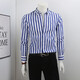 才子依佳純棉條紋長(cháng)袖襯衫男春季新款100%棉免燙抗皺商務(wù)休閑時(shí)尚高端襯衣 藍條紋141 39/M/170