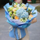 艾斯维娜鲜花速递向日葵混搭花束生日礼物全国同城配送 蓝绣球玫瑰韩式混搭花束
