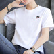 耐克（NIKE）短袖t恤男士2025夏季運(yùn)動(dòng)服休閑透氣男士寬松體恤半袖圓領(lǐng)上衣 AR4999-100白色純棉 小字母 紅標(biāo) 2XL 推薦180-190斤