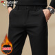 啄木鳥（TUCANO）休閑褲男商務褲子男士寬松直筒秋冬季韓版潮流長男褲 黑色加絨 33