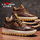 公牛世家男鞋2025秋冬新款高幫百搭厚底休閑鞋時(shí)尚高端復古工裝馬丁靴