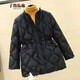 子牧棉麻冬裝 女韓版百搭棉衣外套洋氣收腰長袖棉服2221 黑色 XXL(建議125-140斤)