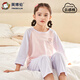 英博倫兒童睡衣春夏季七分袖純棉女童家居服套裝小孩空調(diào)服316粉紫 140