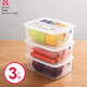 nakaya日本進(jìn)口冰箱保鮮盒收納盒食品冷凍盒套裝大號(hào)塑料廚房?jī)?chǔ)物盒水果 2 L*3個(gè)裝