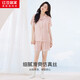 紅豆居家冰絲睡衣女春夏薄款蕾絲短袖提花女士家居服浣紗粉160/84A