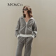 MO&Co.絲絨感撞色白條高領(lǐng)短外套美式復古運動(dòng)設計感小眾摩安珂 中花灰色 S 160