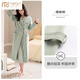莫代爾睡袍女士睡衣春秋季浴袍睡裙長(cháng)款薄款冬季純棉長(cháng)袖浴衣日式加大碼 A811441梧枝綠 M 適合150-160cm  體重80-100斤