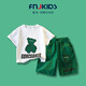 FNJ KIDS男童短袖T恤套裝2025夏季帥氣寶寶休閑短褲衣服兒童兩件套 綠色 100 （建議身高90-100cm）