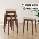 斯蘭夢(mèng)貝北歐皮面軟包實(shí)木凳子方形凳家用餐凳餐椅可疊放客廳高板凳化妝凳 米色皮方凳1張(胡桃色腳)
