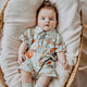 OAK FAMILY嬰兒衣服連體衣新生兒夏季西裝領(lǐng)滿(mǎn)月初生男女寶寶爬服 環(huán)游日記 (無(wú)骨工藝)不含帽 80cm （推薦9~18個(gè)月）