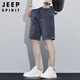 JEEP SPIRIT吉普牛仔短褲男夏季潮流休閑褲子男士五分褲直筒男褲 藍色 32 