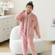 嚕嚕牛女童睡衣冬季珊瑚絨加厚款女孩中大童兒童家居服 粉紅色-62208 170cm(M碼建議身高160-165)