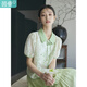茵曼（INMAN）新中式盤(pán)扣翻領(lǐng)花紋雪紡襯衫夏女裝新款泡泡袖感襯衣18322342 草綠色 M