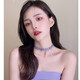 言象森系少女心choker項圈蕾絲鎖骨鏈超仙女甜美頸帶脖子飾品項鏈頸鏈 紫色（1條）