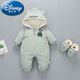 迪士尼（Disney）2025年新生嬰兒冬款衣服加絨夾棉寶寶連體衣外出加厚棉衣爬服冬季 BB-反光小熊  綠色(同款鞋套) 90cm 90碼(19-24斤左右)