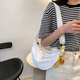 布蘭奴夏季韓版原宿風(fēng)布袋女ins斜挎包學(xué)生尼龍小挎包單肩百搭餃子包 白色（帶可愛(ài)掛件）