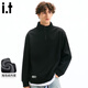fingercroxx it男士衛衣潮流加絨寬松上衣秋冬新款半拉鏈休閑外套 黑色 XL