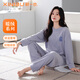 新一步（XINYIBU）雙面海島絨女士睡衣24年秋冬季新品絨加厚保暖可外穿家居服套裝 QR24204-灰紫 2XL