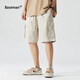 棒球手（Baseman）工裝短褲男士夏季外穿多口袋日系潮流大褲衩寬松涼感休閑五分褲子 米白色 XL【建議135-155斤】
