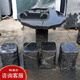 鎏銘石桌石凳庭院一套戶外花園天然大理石家用茶臺別墅花崗巖石頭桌椅 雪浪黑梅花款100cm一桌四凳