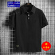 【胖子超大碼80-240斤男裝】貼布純色短袖衫T恤男加肥加大碼潮胖子寬松體翻領(lǐng)夏裝簡約潮胖 黑色 4XL 180-205斤