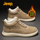 Jeep吉普高幫鞋男秋冬新款加絨加厚保暖運動(dòng)休閑板鞋男東北棉鞋子男 卡其【標準皮鞋碼】 42