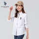 U.S. POLO ASSN.US保羅長(cháng)袖襯衫女2024春季新款商務(wù)休閑襯衣女士純色正裝上衣 白色 L 165/88A