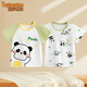 雅嬰世族寶寶單件上衣純棉夏裝衣服新生嬰兒短袖T恤兒童夏季薄款透氣 兩件短袖上衣（熊貓+熊貓樂(lè )園） 90碼