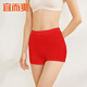 宜而爽100%純棉內褲女士中老年大碼媽媽高腰防走光平角褲寬松柔軟透氣 【單條裝】新大紅 1條 L （165/90)