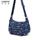 科皮妮（copione）印花帆布斜挎包女小花布媽媽包單肩斜挎牛津布女包尼龍中年休閑 藏藍