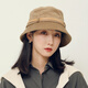 MISMEMO 2021新款漁夫帽女秋季日系復古燈芯絨盆帽秋冬可折疊休閑百搭帽子 淺卡其 (54-58cm)可調節