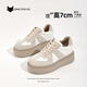 青竹狐羊皮版D表姐明星同款德訓鞋女內增高2025新款春季厚底真皮休閑鞋 雅典米色 內增高 39