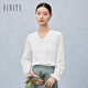 菲妮迪（FINITY）品牌雪紡衫夏季新款時(shí)尚花邊蕾絲白色法式小衫上衣女 白色 S