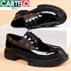 卡帝樂(lè )鱷魚(yú)（CARTELO）男士大頭皮鞋男春季真皮印花個(gè)性時(shí)尚英倫潮流休閑內增高厚底男鞋 黑色內增高 42