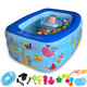 水迪兒童游泳池家用嬰兒游泳桶加厚大號戲水池充氣游泳桶洗澡盆波波池 加厚三環(huán)1.3米嬰兒游泳-電泵