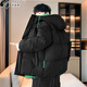 PINFULU冬季棉衣男士夾克外套男款冬天潮流工裝襖子面包服男衣服加厚冬裝 黑色 XL (推薦體重135-160斤)