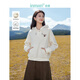 茵曼（INMAN）仿羊羔毛衛衣冬季女裝新款牛角扣連帽長(cháng)袖繡花上衣 米白色 S