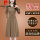 皮爾卡丹（pierre cardin）有口袋貴夫人襯衫連衣裙女2024春秋長(cháng)袖新款氣質(zhì)修身顯瘦打底裙子 卡其色 XL 建議115-125斤