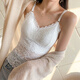 略辰吊帶背心女帶胸墊一體式免穿文胸夏季薄款內搭美背外穿無(wú)袖打底衫可調節長(cháng)款純欲風(fēng)蕾絲 3070# 1件白色 大碼(100-120斤)