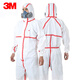 3M 防護(hù)服4565連體帶帽隔離服衣防塵噴漆工作透氣防化學(xué)全套連體 白色帶帽紅色膠條連體式 L
