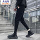 杰遜斯春秋季休閑褲子男裝精神小伙韓版百搭修身小腳褲男士潮牌痞帥長(cháng)褲 AH12黑色（常規款） 31