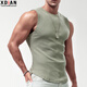 續點(diǎn)螺紋背心男純色棉質(zhì)無(wú)袖寬肩t修身緊身運動(dòng)健身打底恤夏季坎肩潮 淺綠色 XL（132-148斤左右）修身型