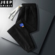 JEEP SPIRIT高品質(zhì)燈芯絨運動(dòng).褲男加絨加厚休閑褲冬季衛.褲大碼潮束腳褲長(cháng)褲 黑色 2XL