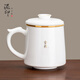 泥印 禪意玉瓷茶杯陶瓷馬克杯帶蓋過(guò)濾茶水分離杯德化白瓷辦公室喝水 S61-002J舍得辦公杯簡(jiǎn)裝