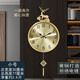 凱琴現代簡(jiǎn)約中式黃銅掛鐘家用客廳鐘表輕奢電波自動(dòng)對時(shí)鐘飾時(shí)鐘掛墻 黃銅小號9070無(wú)日歷-金色表盤(pán) 1cm 自動(dòng)對時(shí)電波機芯（保10年）